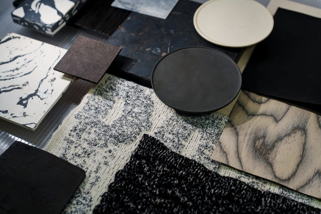 Kleur- en materiaalstalen voor een interieur